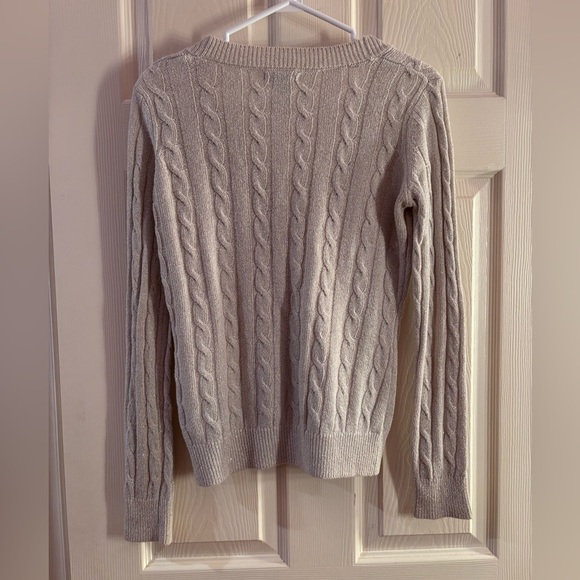 Alfred Sung Cream Sparkly Button-Up Cardigan - Picture 3 of 10